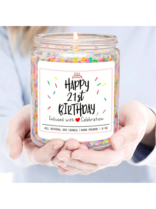 1pc 21st Birthday Scented Candle Gifts, Modern Aroma Jar Candle, Can Be Used As Christmas Gifts,Easter Gifts,Suitable For Bedroom, Living Room,Bathroom