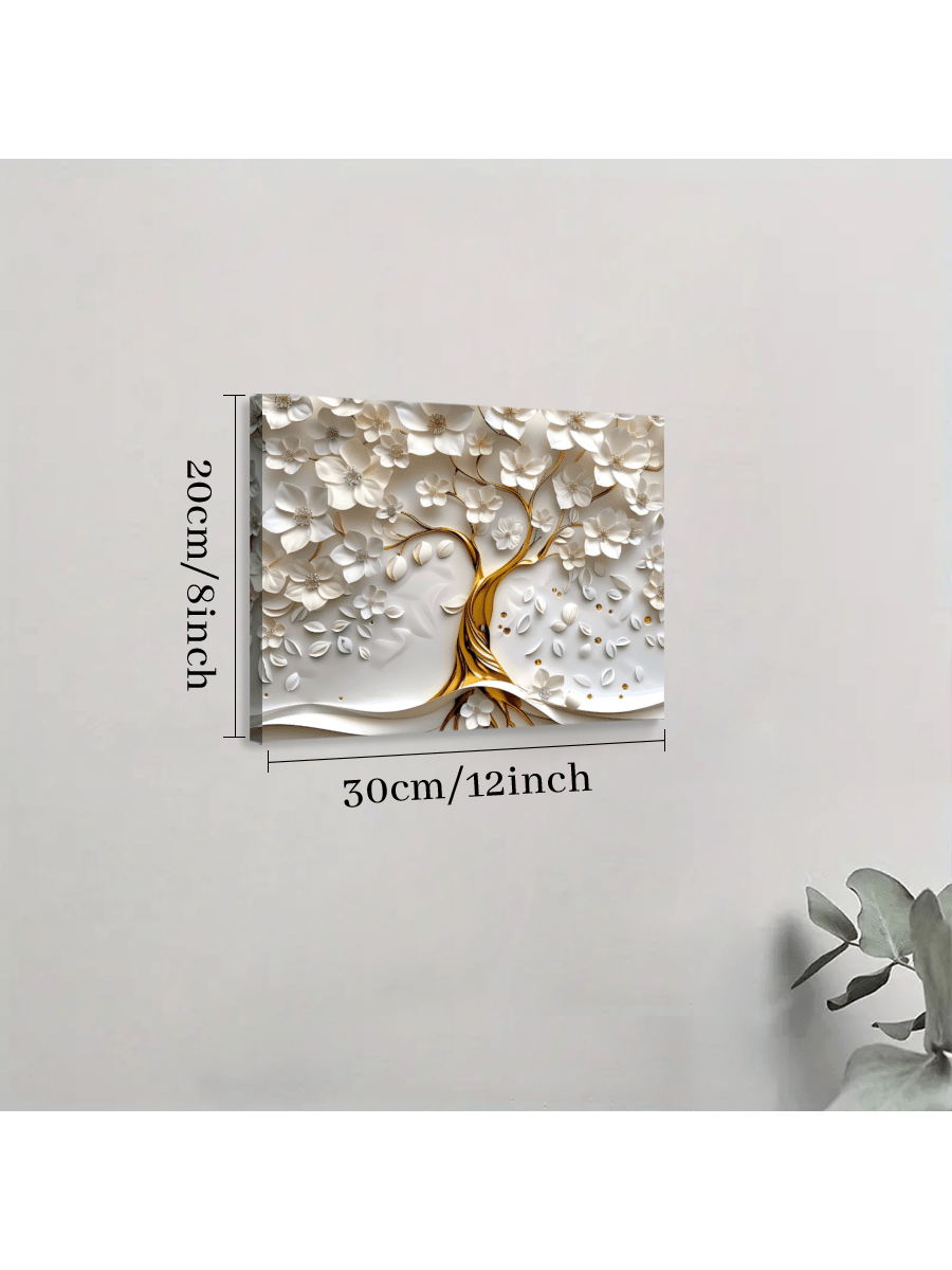 1 Pc White Tree 3D Effect Framed Canvas Wall Art, Canvas Poster Prints Wall Art For Bedroom, Living Room, And Corridor, I Deal Gift For Home Decor And Room Decoration